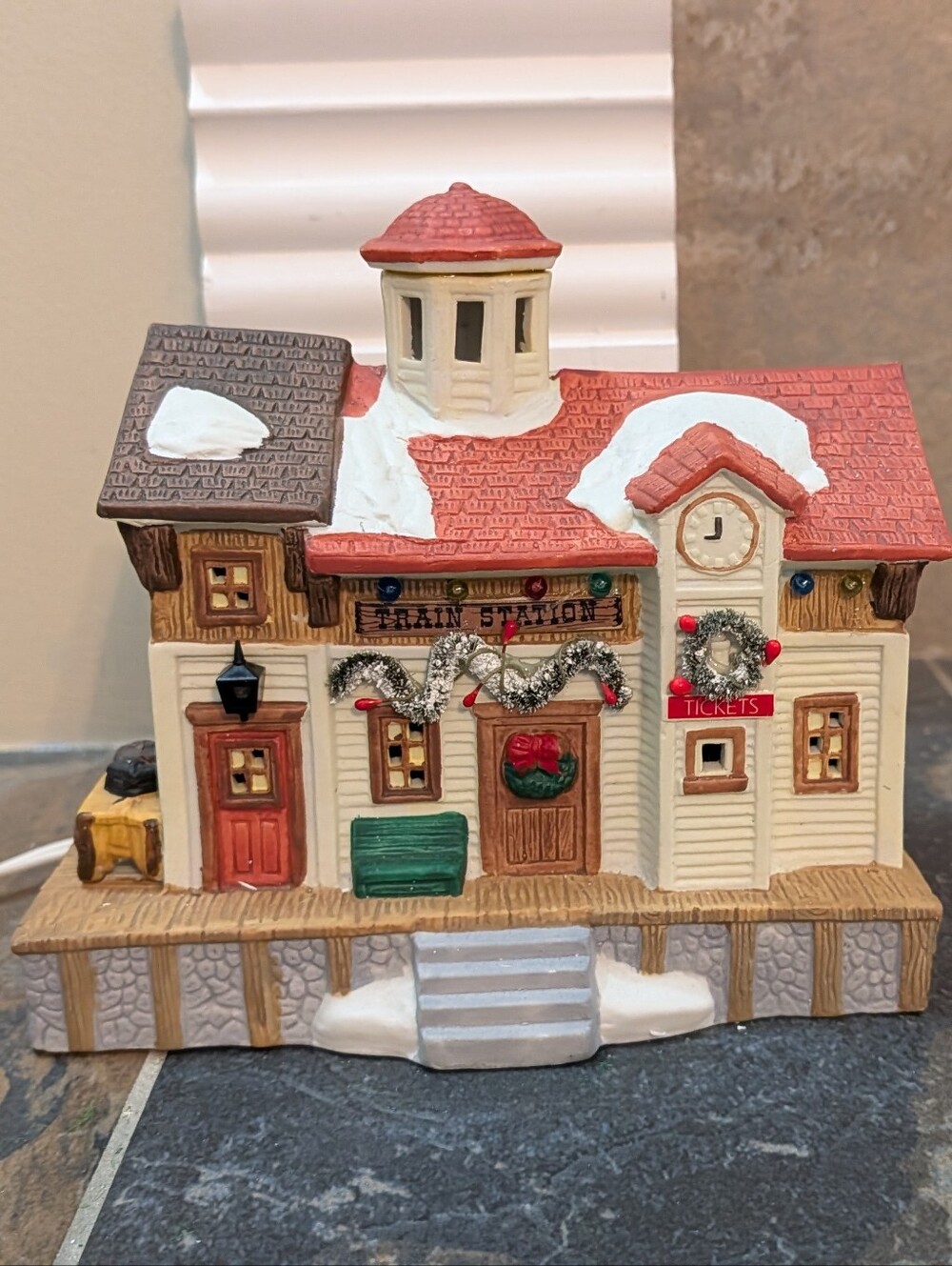 Noma Train Station Vintage Dickens Village Lighted Christmas House